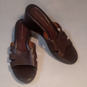 Tommy Hilfiger Women's Dark Brown Wedge Mules, Size 9